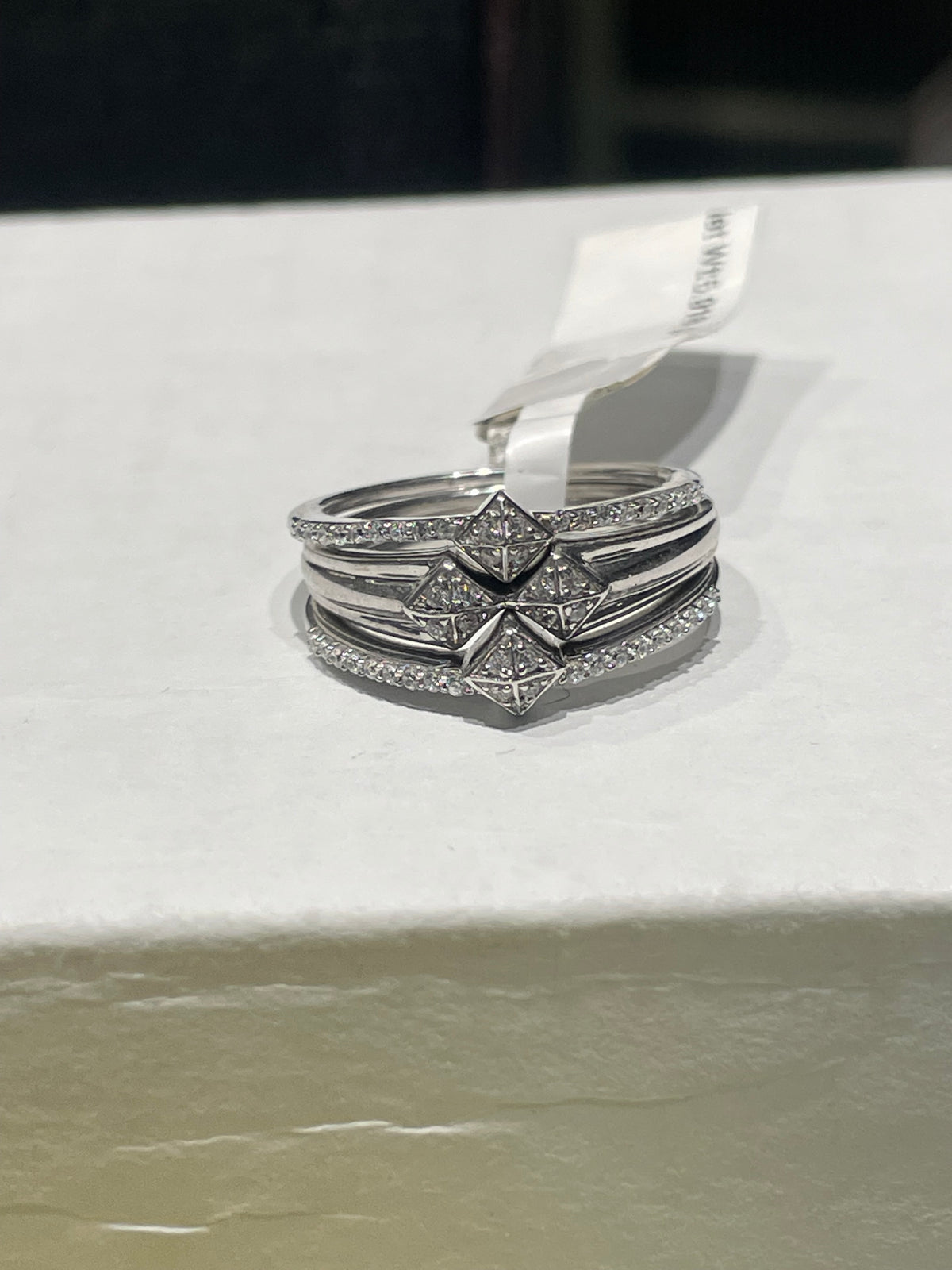 925 Sterling Silver 3pc Lot Clear Zirconia Stack Rings Size 7