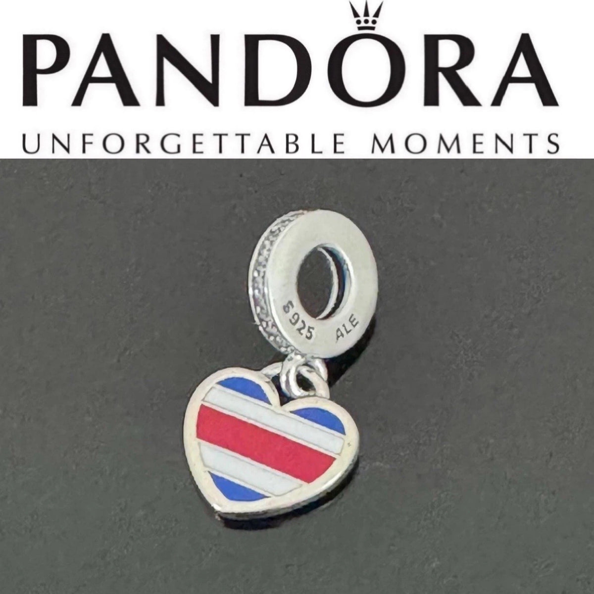 Pandora Costa Rica Country Heart Flag Exclusive Travel Dangle Charm