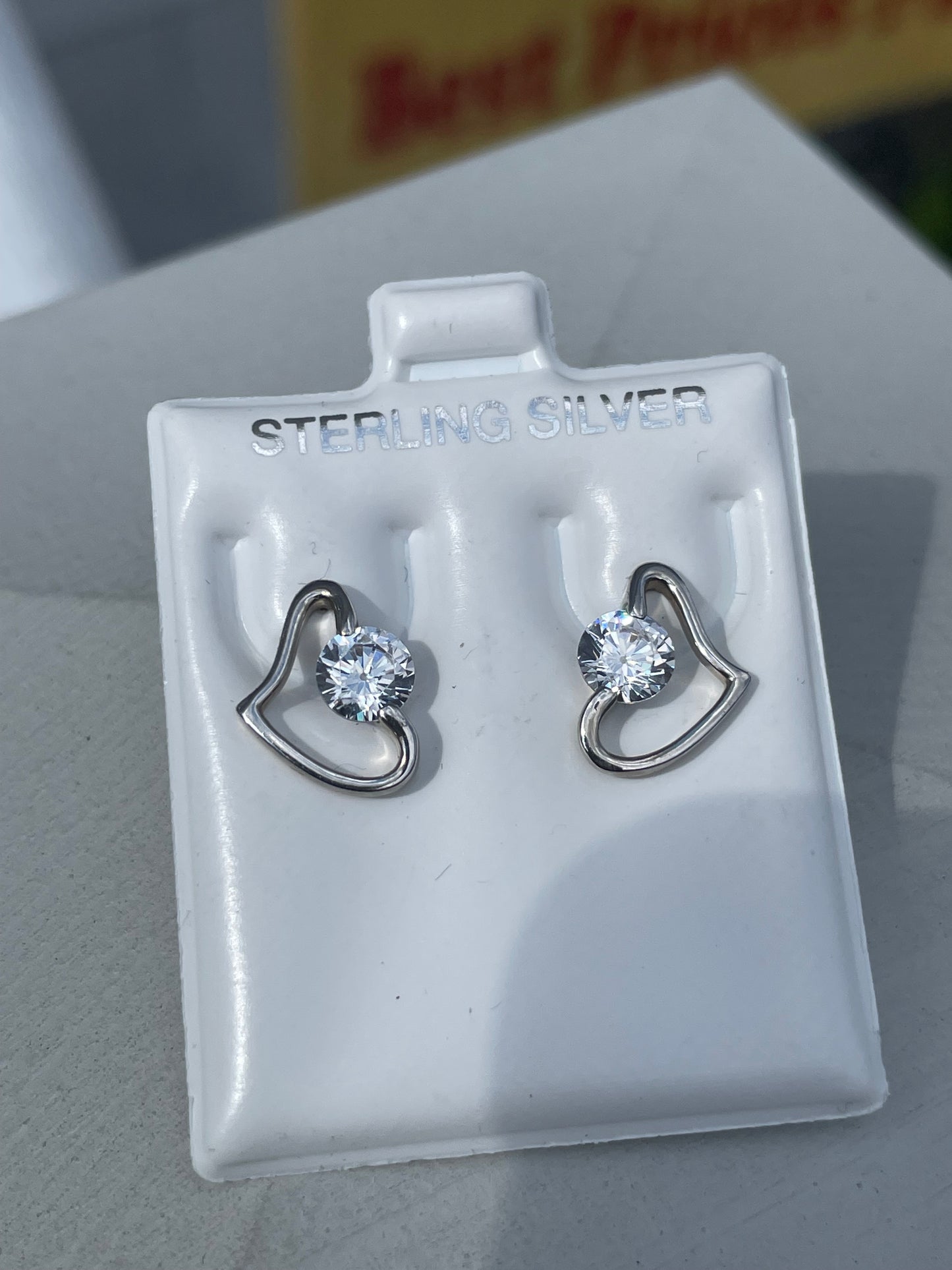 925 Sterling Silver Clear Zirconia Asymmetrical Heart Stud Earrings