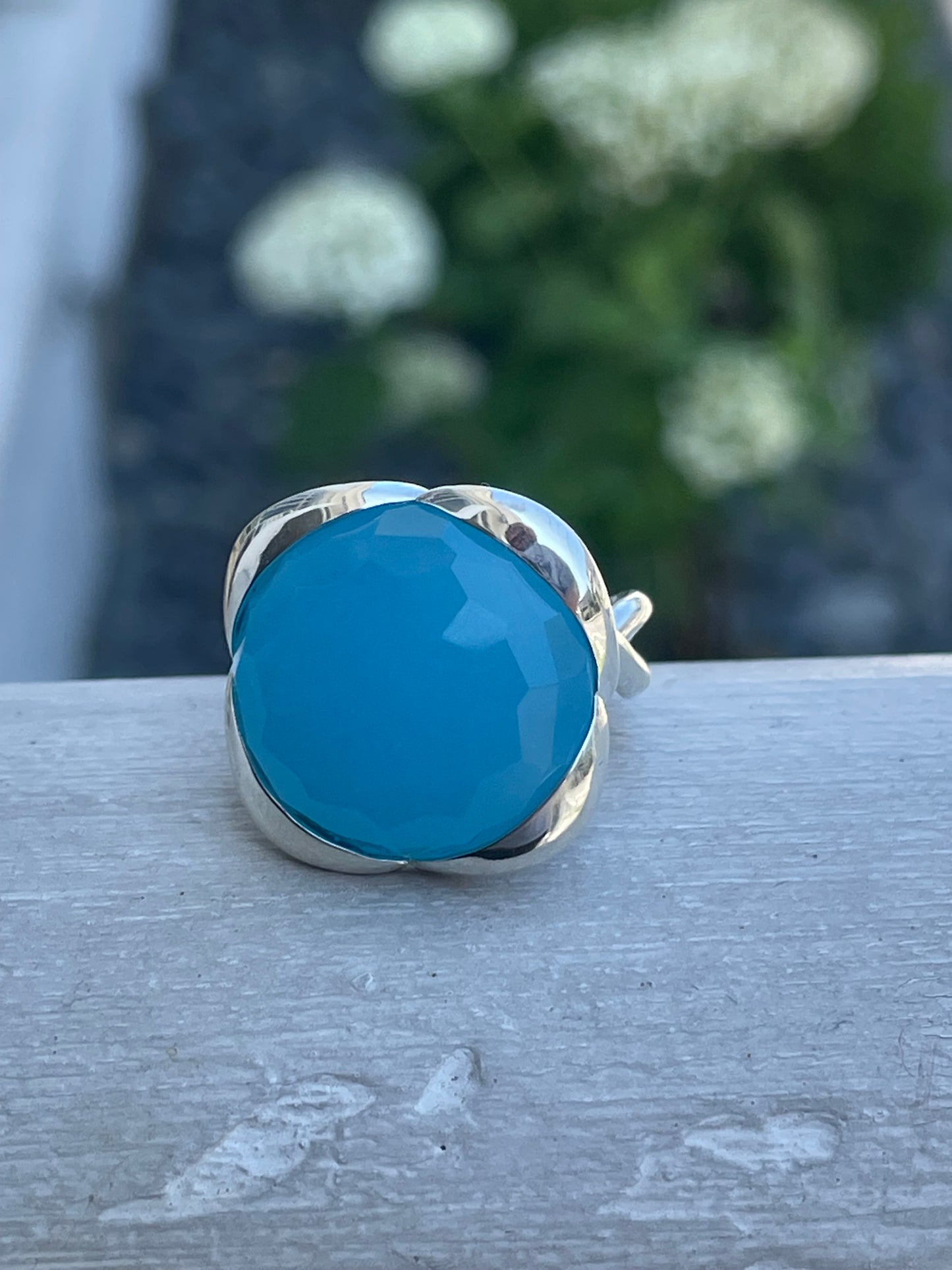 David Yurman Milky Blue Aquamarine Continuance Ring Size 6.5