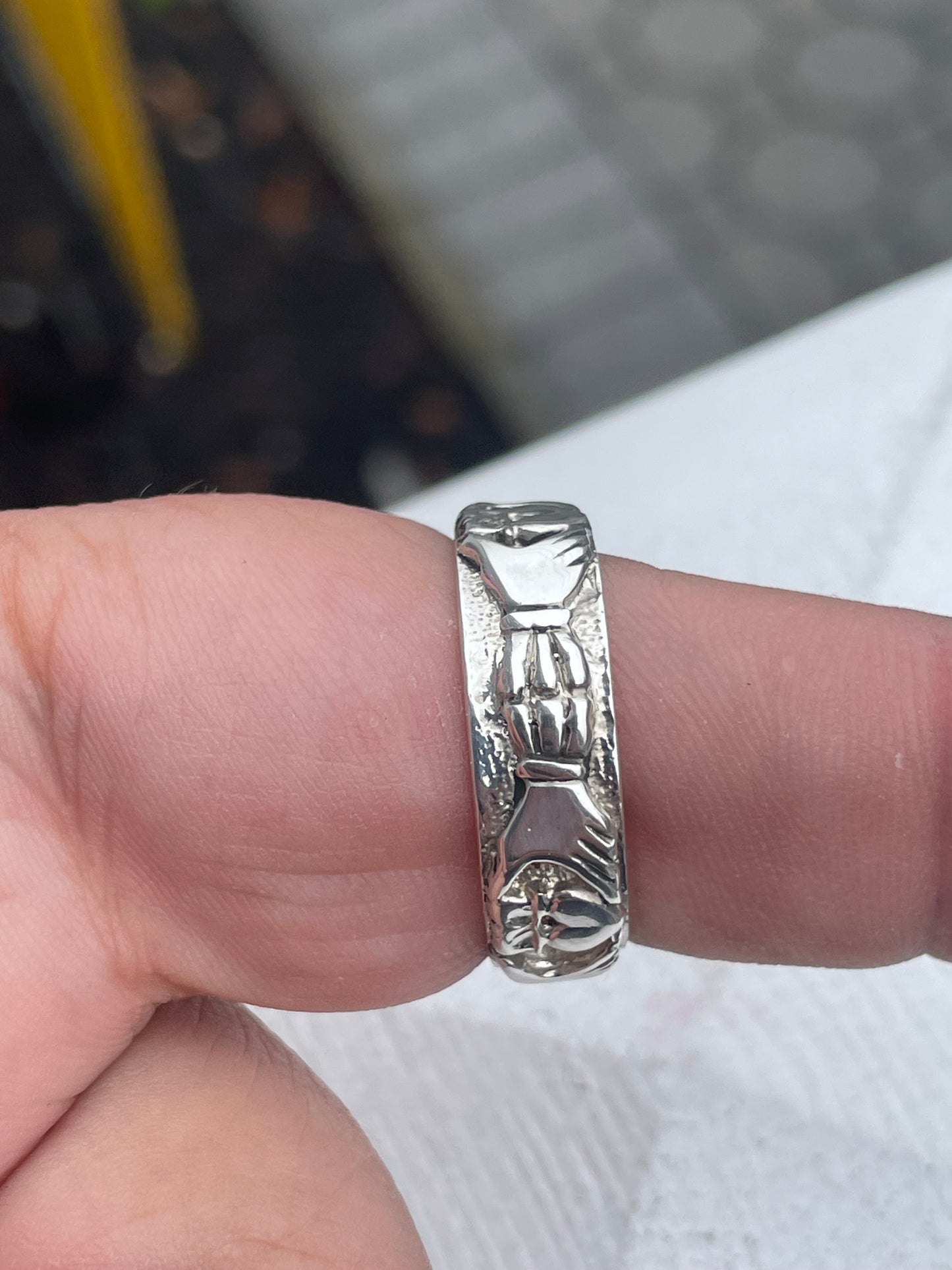 925 Sterling Silver Men’s Eternity Irish Claddagh Totem Band Ring Size 12