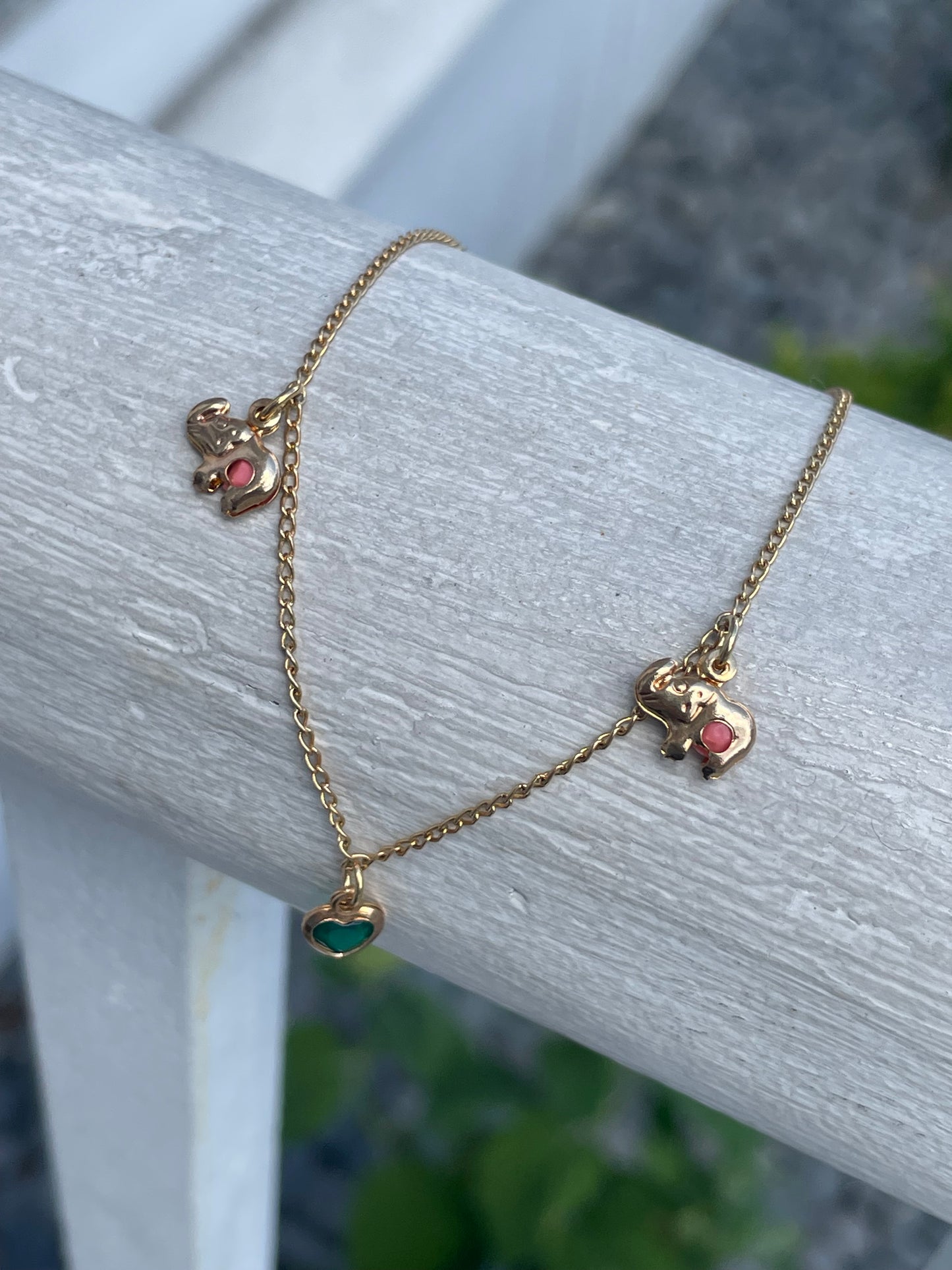Gold Filled Lucky Elephant Ankle Bracelet 10”