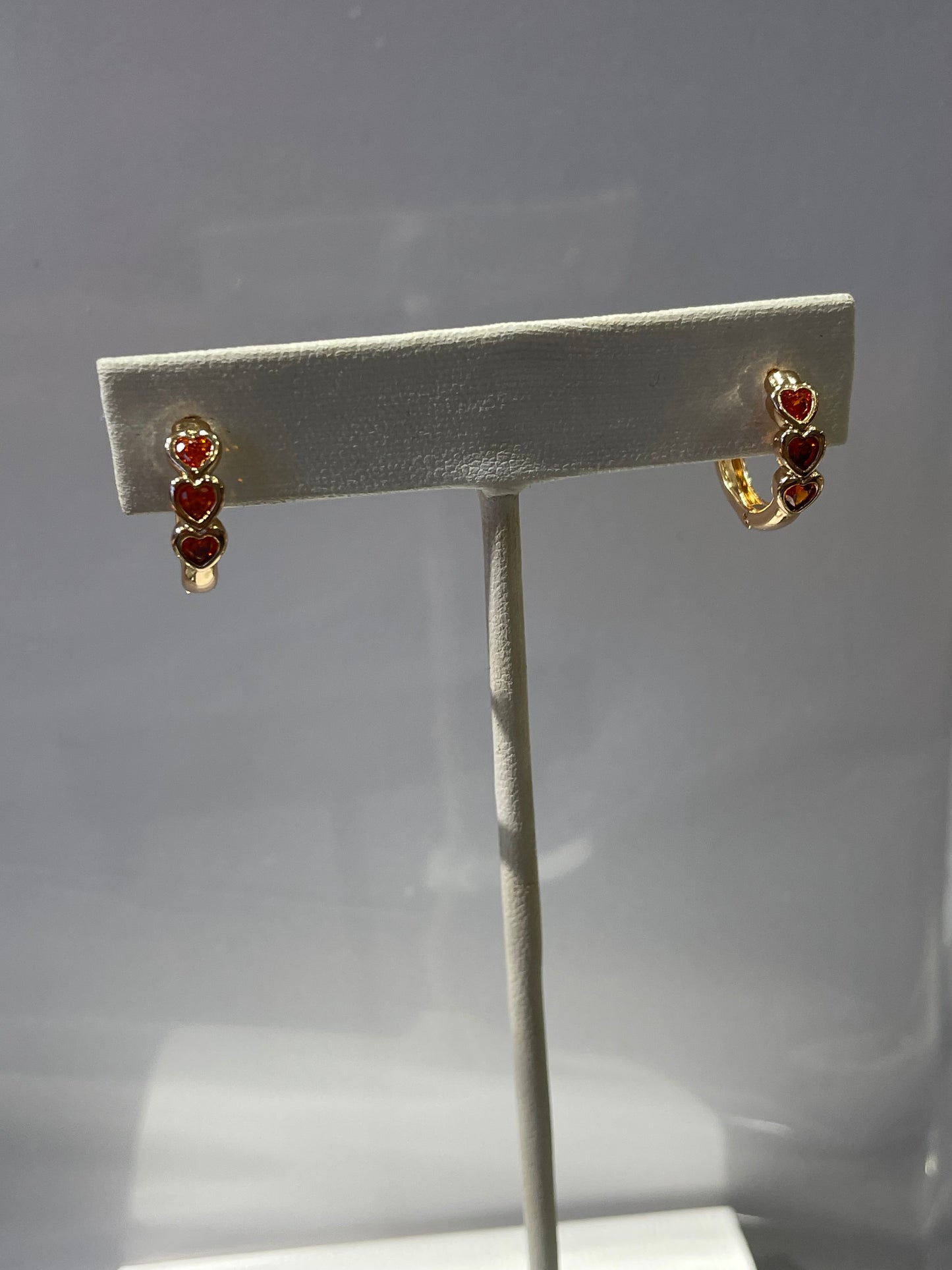 Stainless Steel Vermeil Orange Zirconia Huggie Hoop Earrings