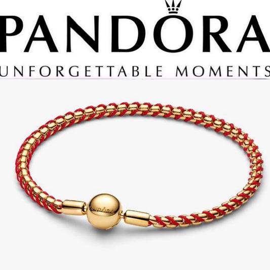 Pandora Shine Red Cord Snake Chain 7.5” Bracelet 563816C01