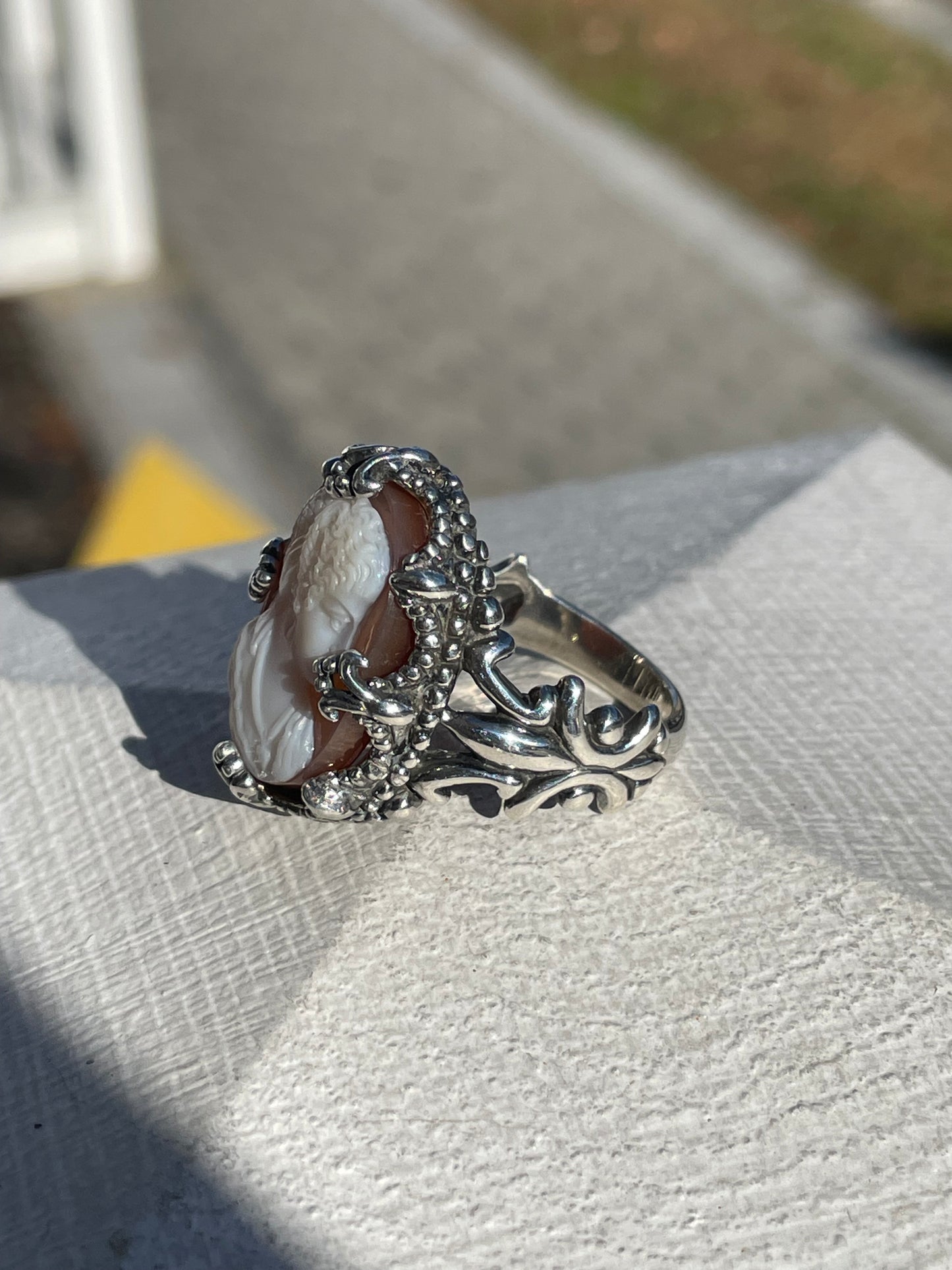 925 Sterling Silver Designer Carolyn Pollack Large Cameo Ring Size 10