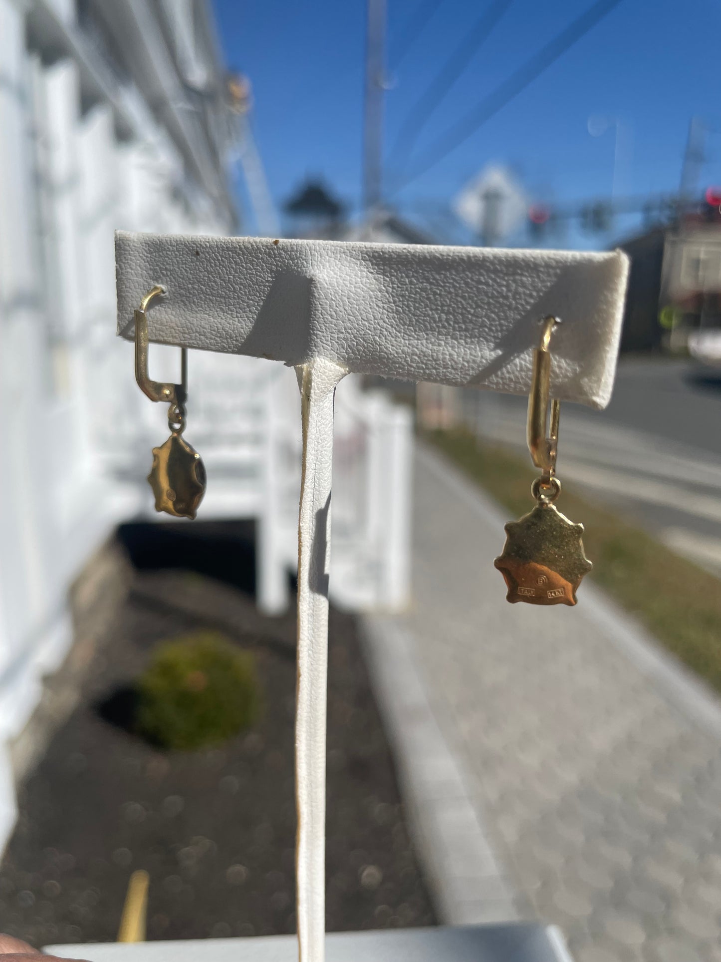 14k Gold Ladybug Dangle Earrings