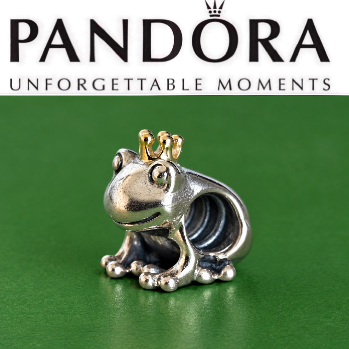 Retired Pandora Frog Prince Charm w/ 14k Gold Crown 791118