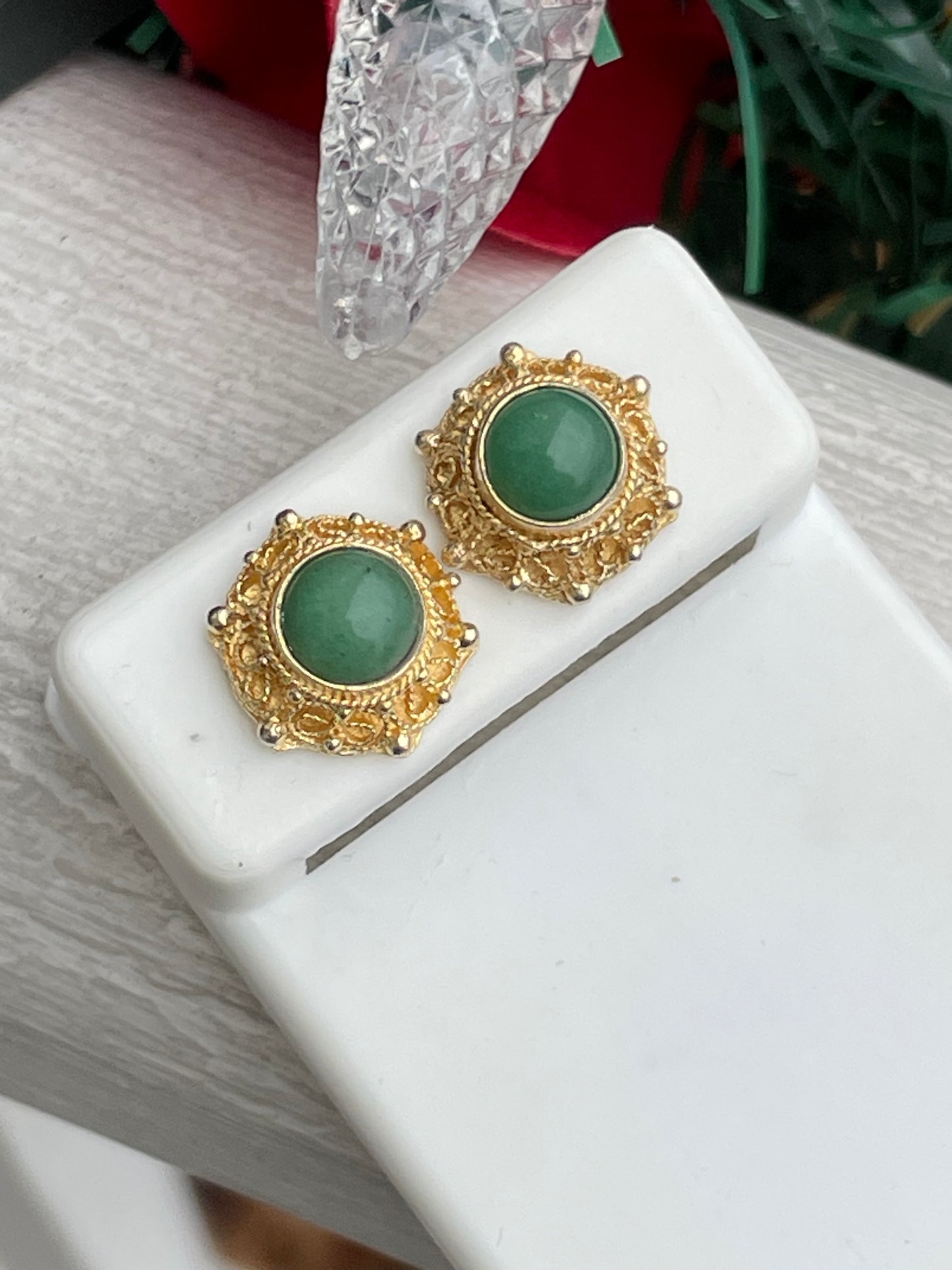 Vermeil Jade Earrings