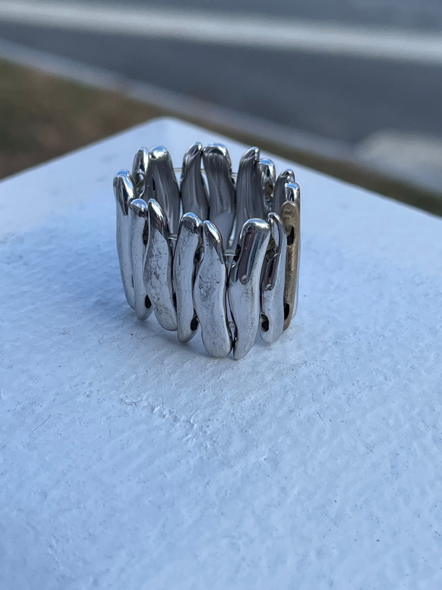 925 Sterling silver designer Hdian stretchy band ring