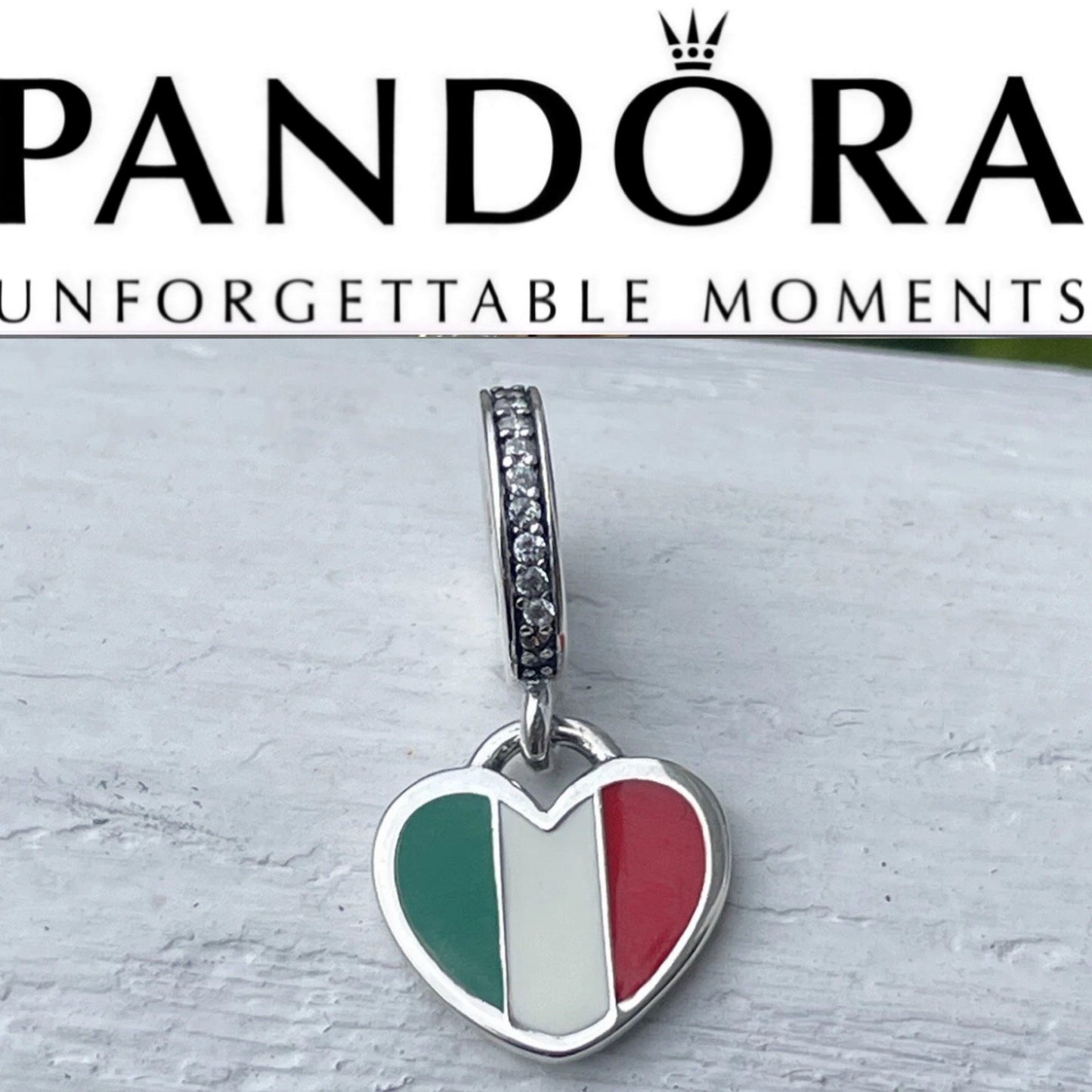 Pandora Italy Country Heart Flag Exclusive Travel Dangle Charm