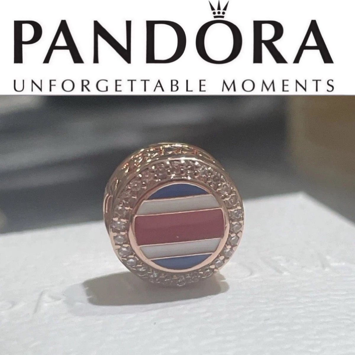Pandora Costa Rica Country Flag Exclusive Rose Gold Travel Signet Charm