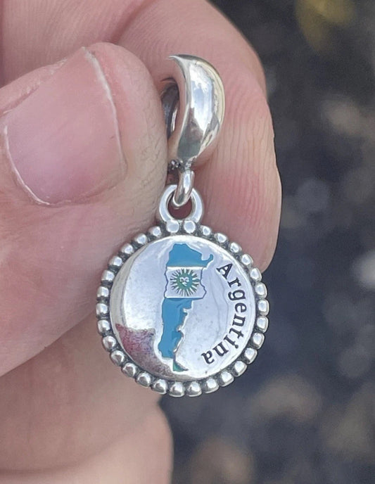 Pandora Argentina Country Map Flag Exclusive Travel Dangle Charm