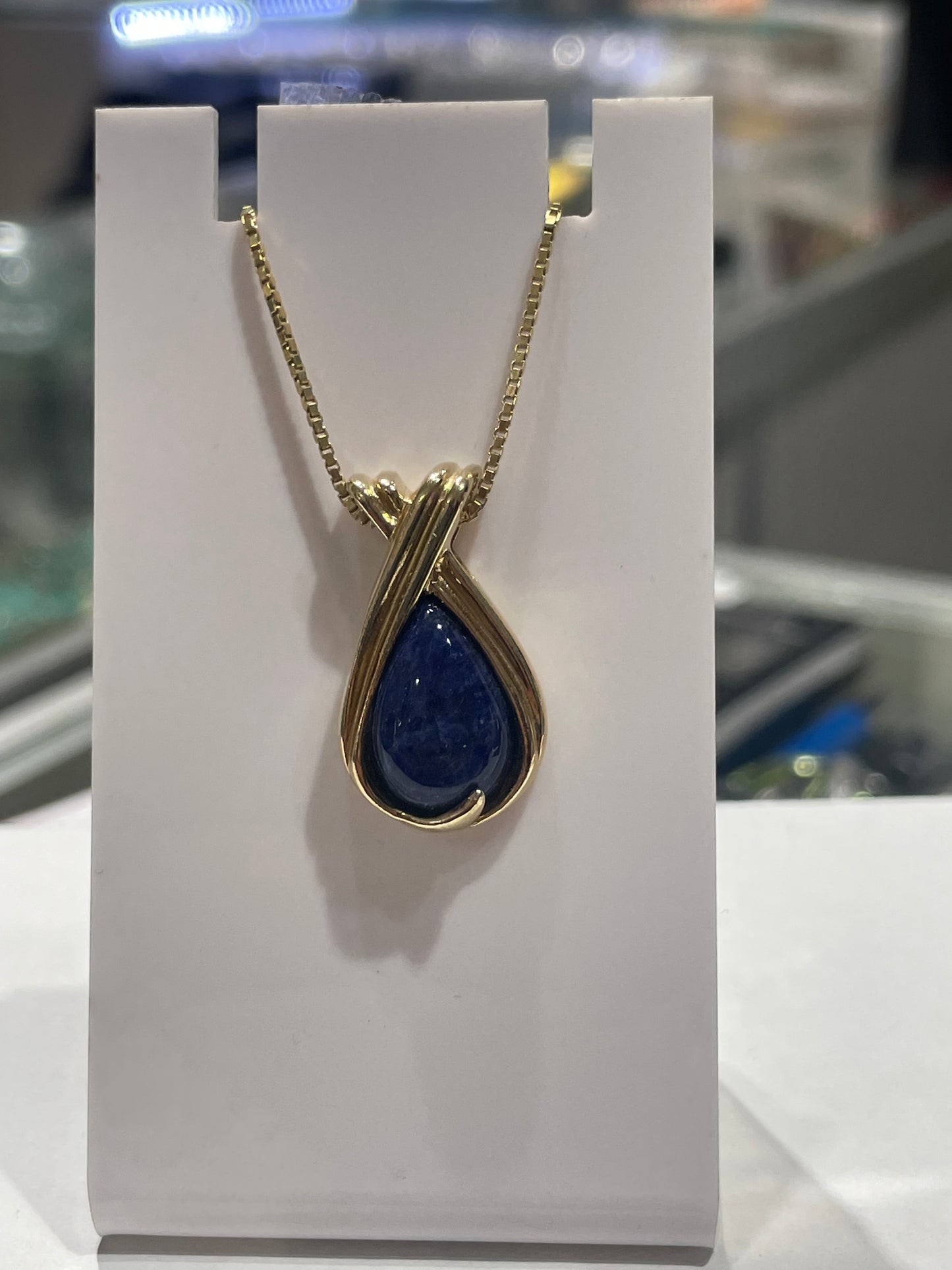 Designer UTC 925 Sterling Silver Vermeil Pear Shape Sodalite Necklace