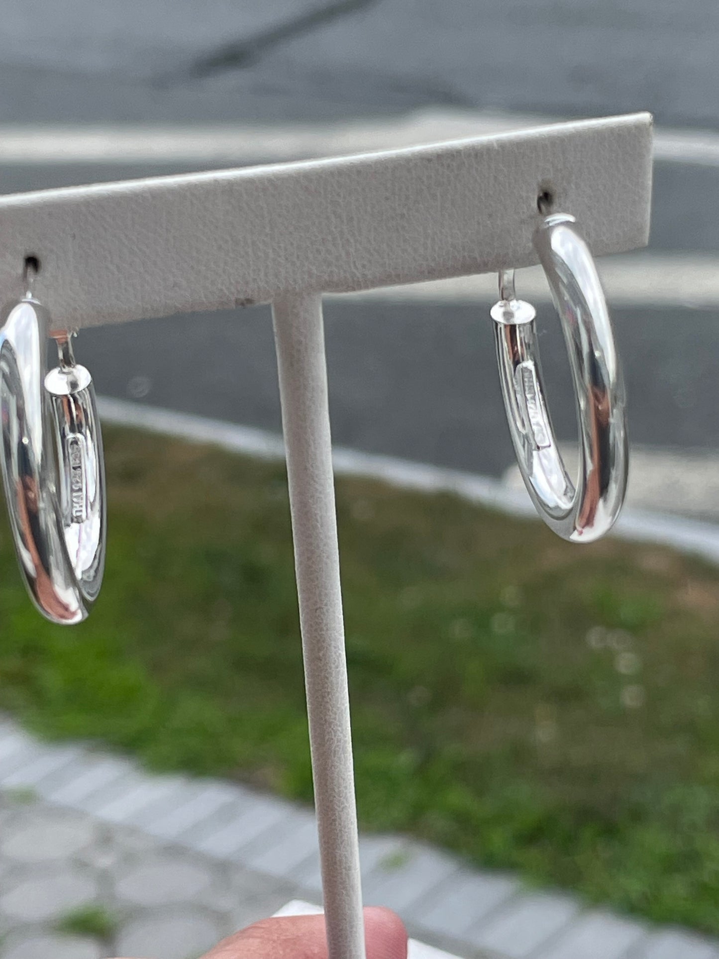 925 Sterling Silver 30mm High Polish Finish Hoop Earrings