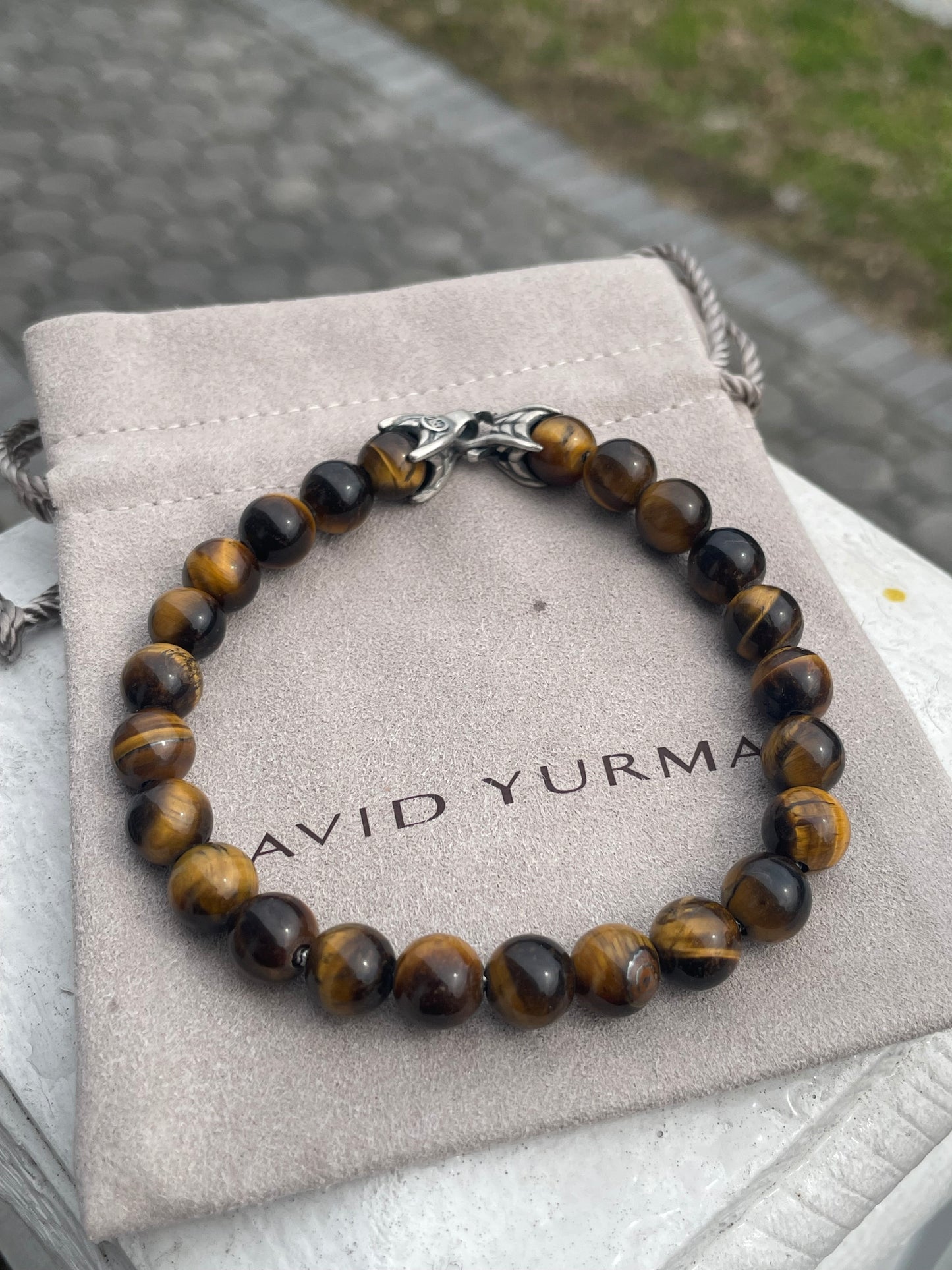 David Yurman Spiritual Beads Unisex Tiger Eye Bracelet 8.5”
