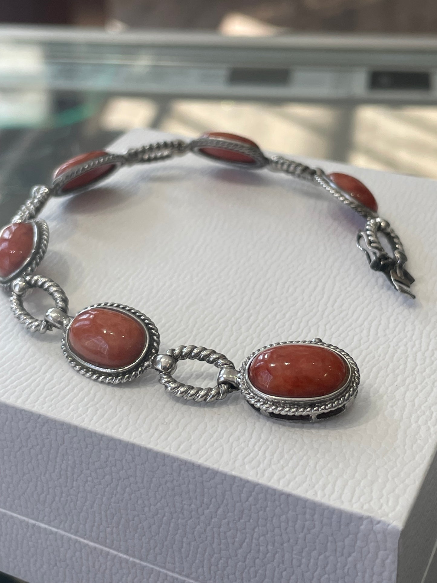 925 Sterling Silver Spiny Oyster Cable Station Bracelet