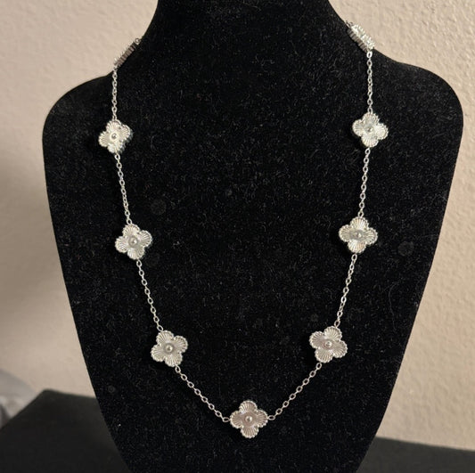 Stainless Steel Van Cleef lookalike 10 station quatrefoil Alhambra necklace