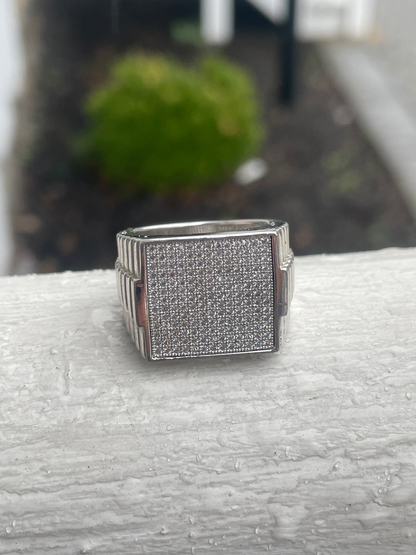 925 Sterling Silver Men’s Micro Pavé Cz Rolex Design Signet Ring Size 8