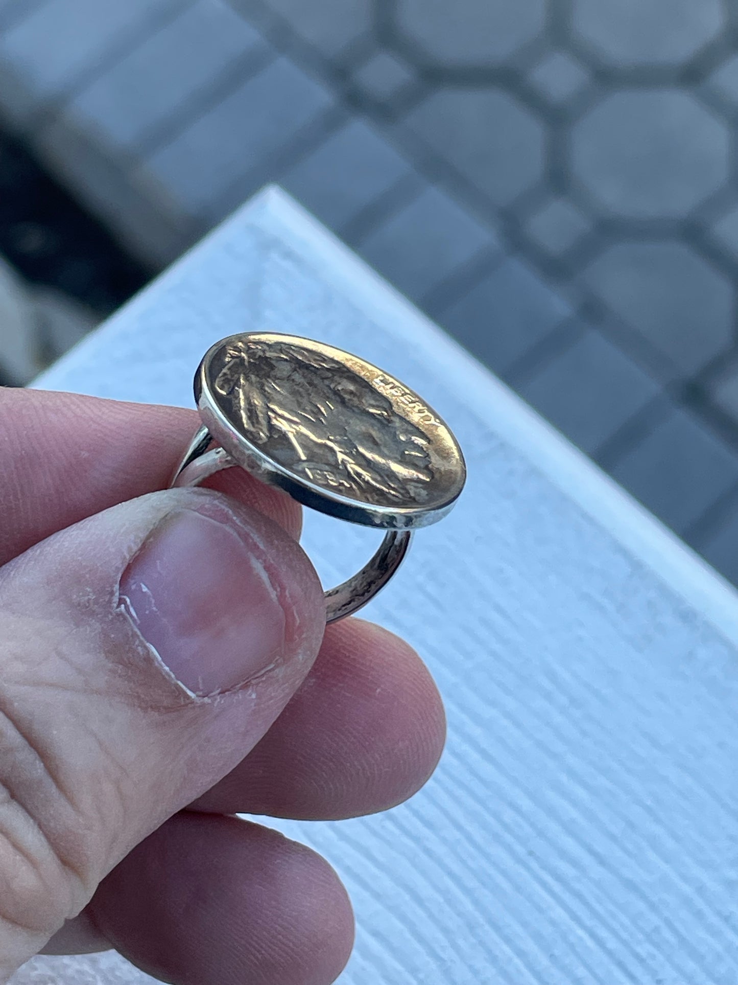 925 Sterling Silver 1934 Buffalo Nickel Coin Ring Size 5