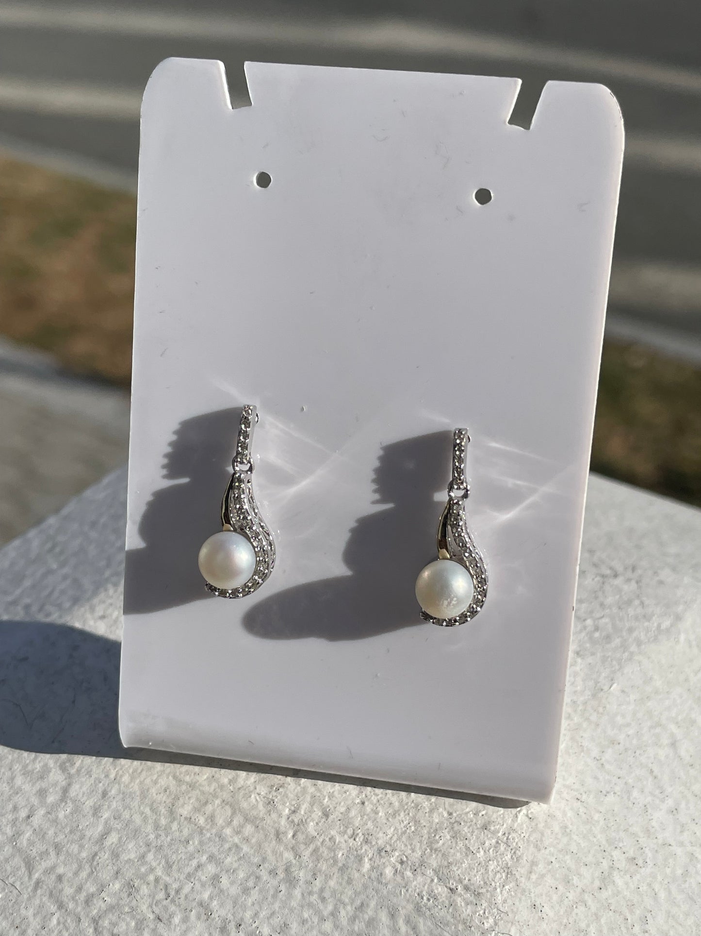 925 Sterling Silver & 14K Gold 2tone Freshwater Pearl & Diamond Dangle Earrings