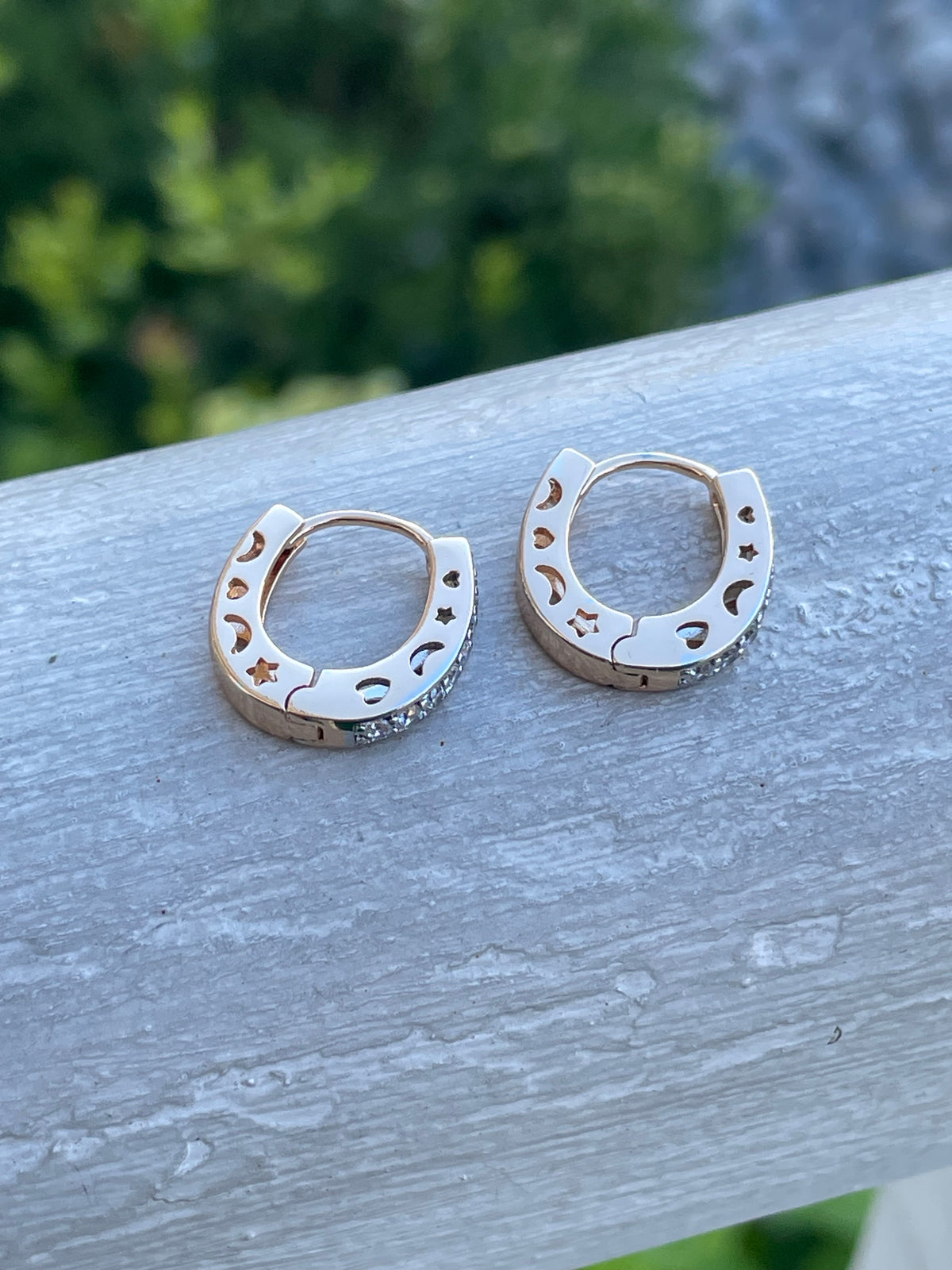 316L Gold Plated Clear Zirconia Huggie Hoop Earrings