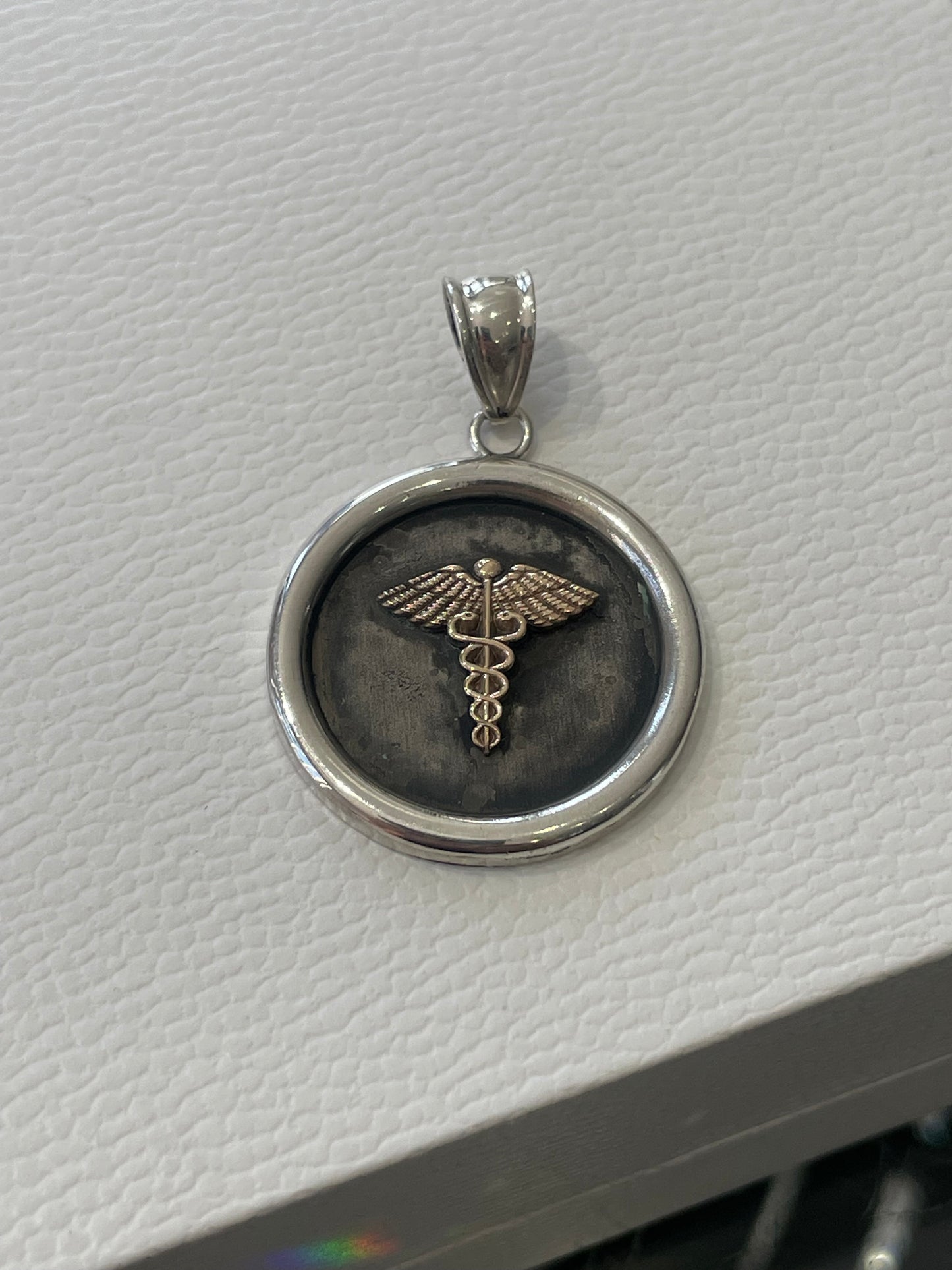 925 Sterling Silver & 10k Gold Medic Alert Disc Pendant