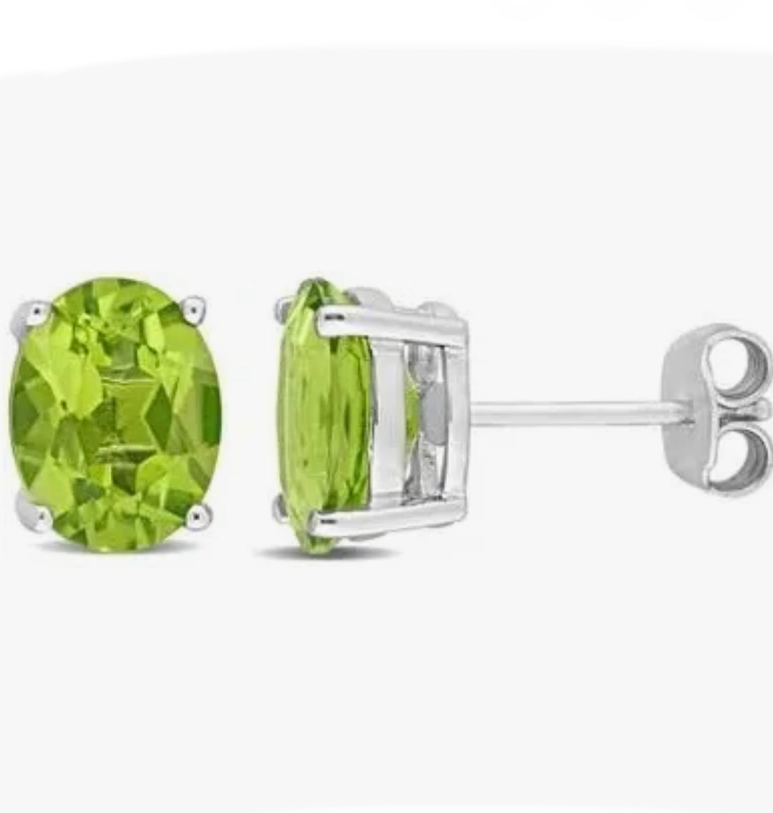 925 Sterling Silver Oval Cut Peridot Stud Earrings