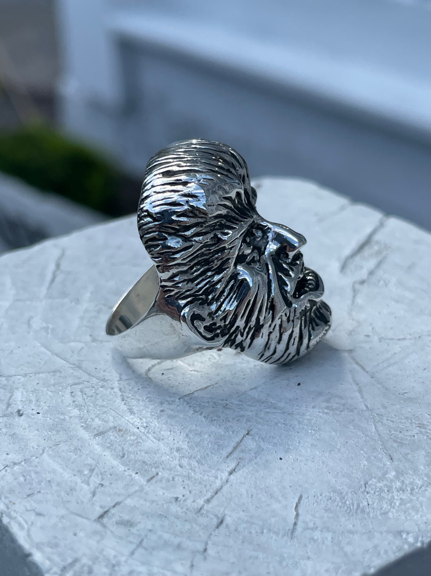 Solid 925 Sterling Silver Wolfman Handmade Ring Sz 7.5