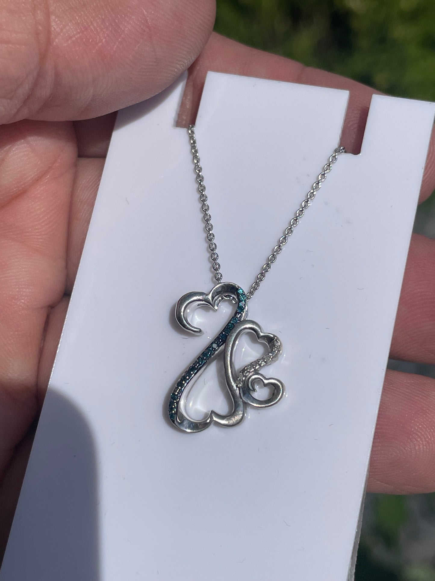 925 Sterling Silver Jane Seymour Open your Heart Diamond Necklace