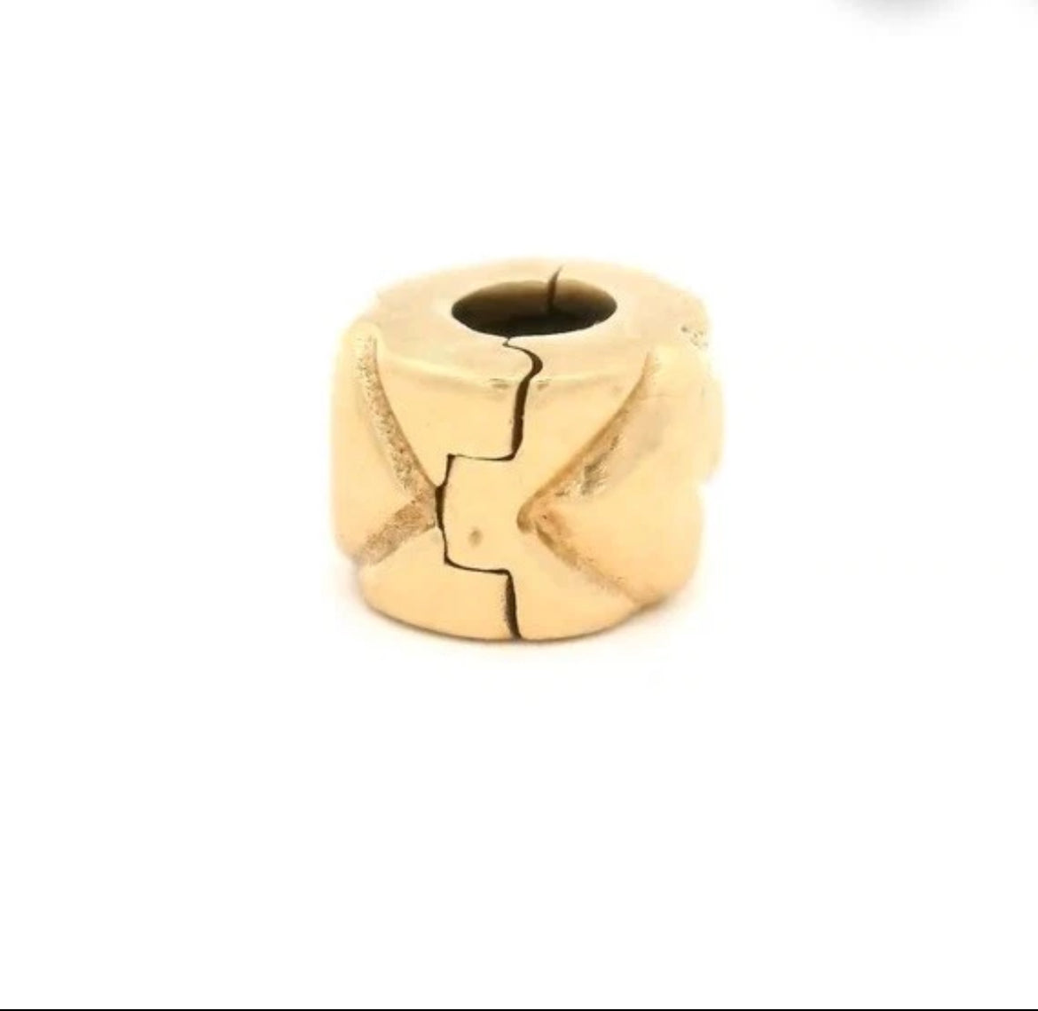 Retired Pandora Solid 14k Yellow Gold Heart Clip Charm 750243