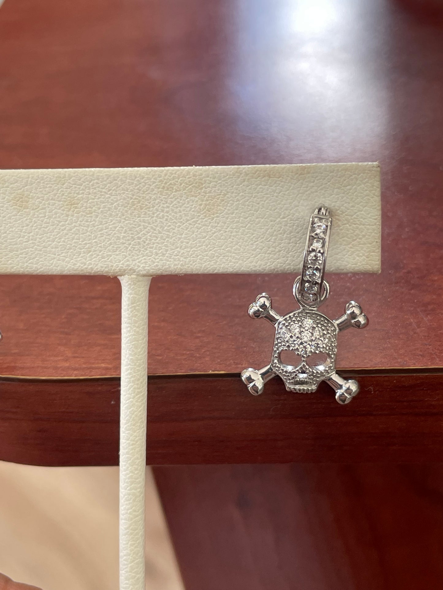 925 Sterling Silver Skull & Crossbones Dangle Huggie Hoop Earrings