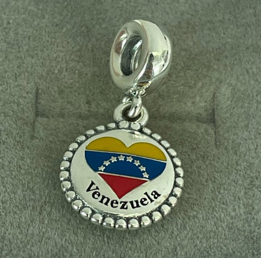 Pandora Venezuela Exclusive Country Heart Flag Pride Destination Travel Dangle Charm