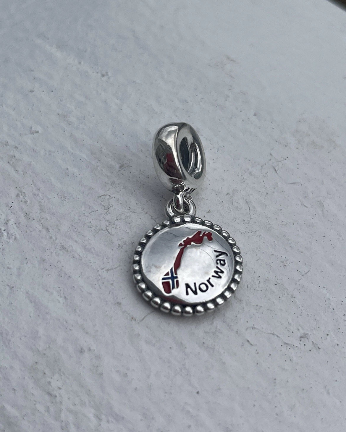 Pandora Norway Country Map Flag Exclusive Travel Dangle Charm