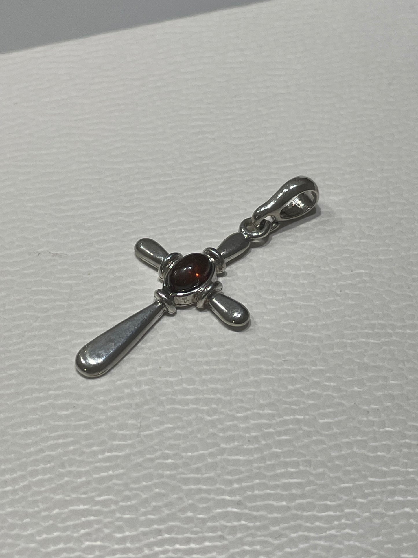 925 Sterling Silver Garnet Cross Pendant