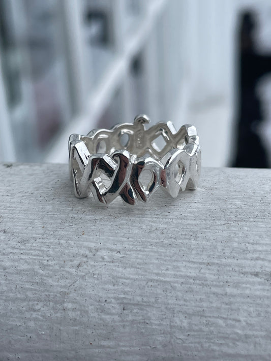 Designer Tiffany&Co 925 Sterling Silver Paloma Picasso XO Hugs & Kisses Eternity Band Ring Size 9