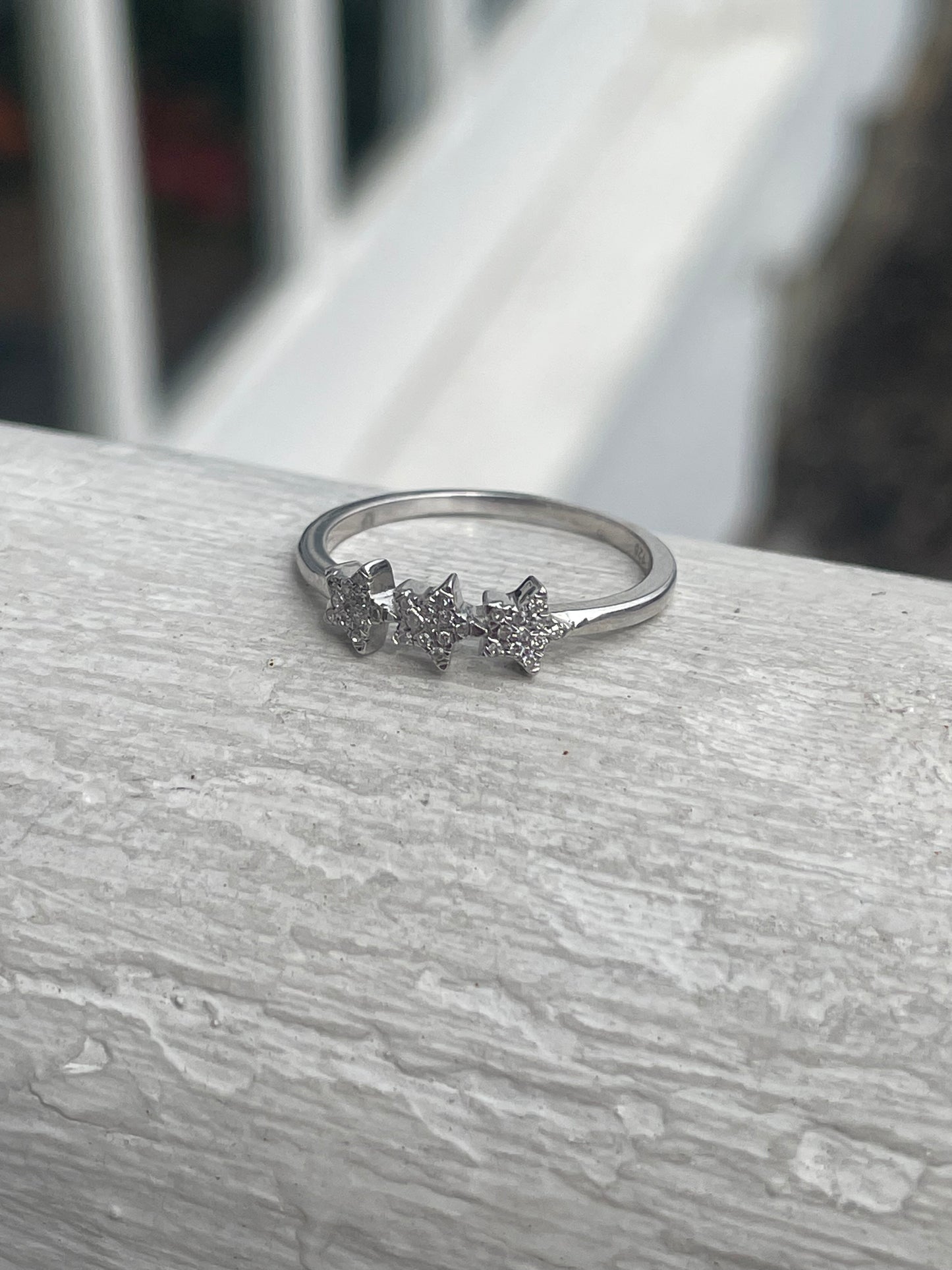 925 Sterling Silver Diamond Starry Cluster Ring Size 7