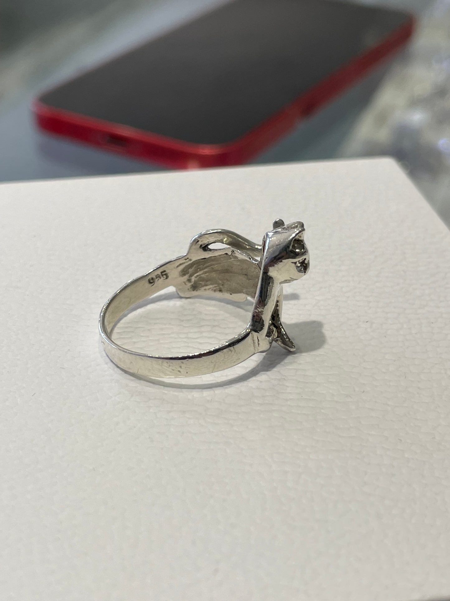 925 Sterling Silver Playful Kitty Ring Size 8