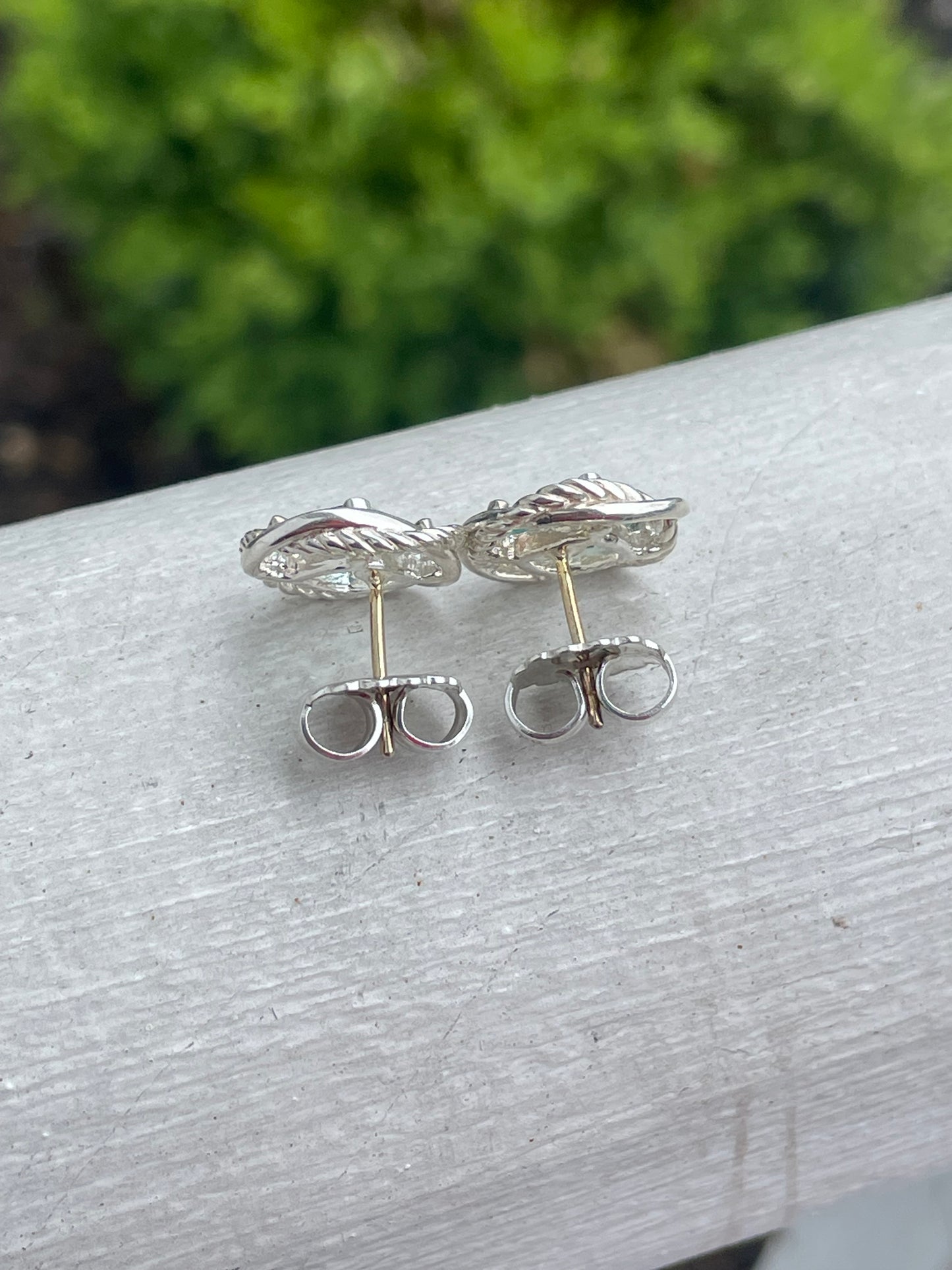 Designer David Yurman 925 Sterling Silver & 14k Gold Aquamarine Infinity Earrings