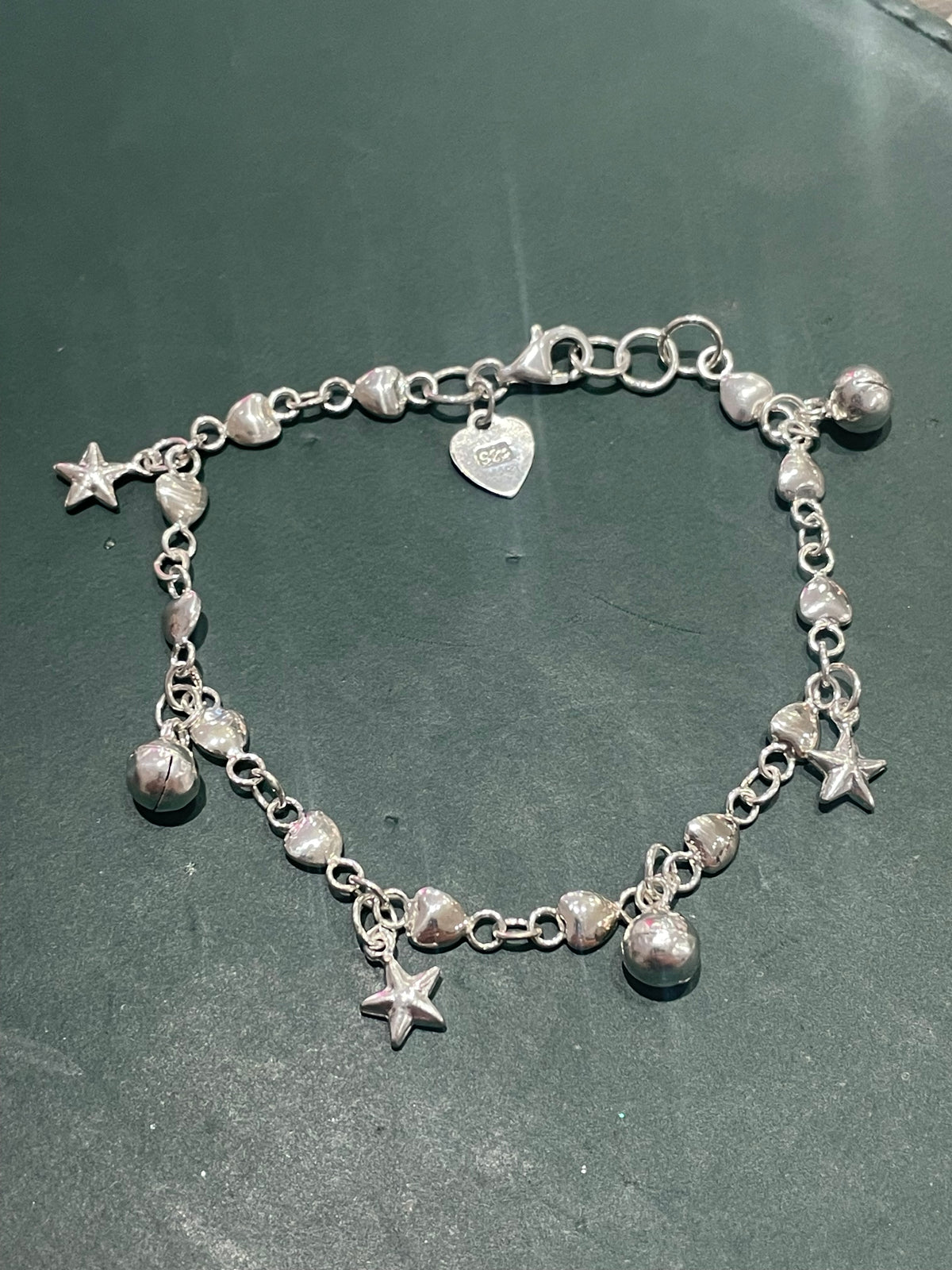 925 Sterling Silver Jingle Sound Bracelet 6.75”-7”