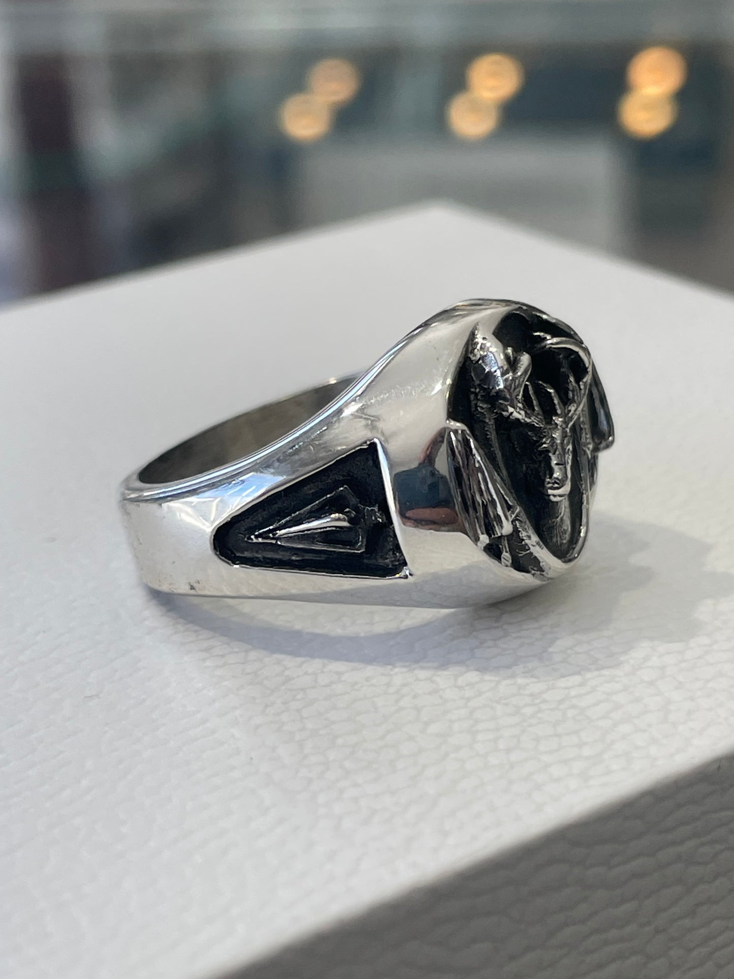 Silver Men’s Deer Stag Hunter Signet Ring 925 Sterling Size 10