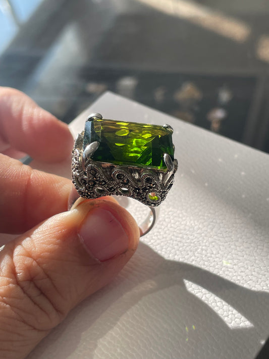 Large Chrome Diopside 925 Sterling Silver Ring