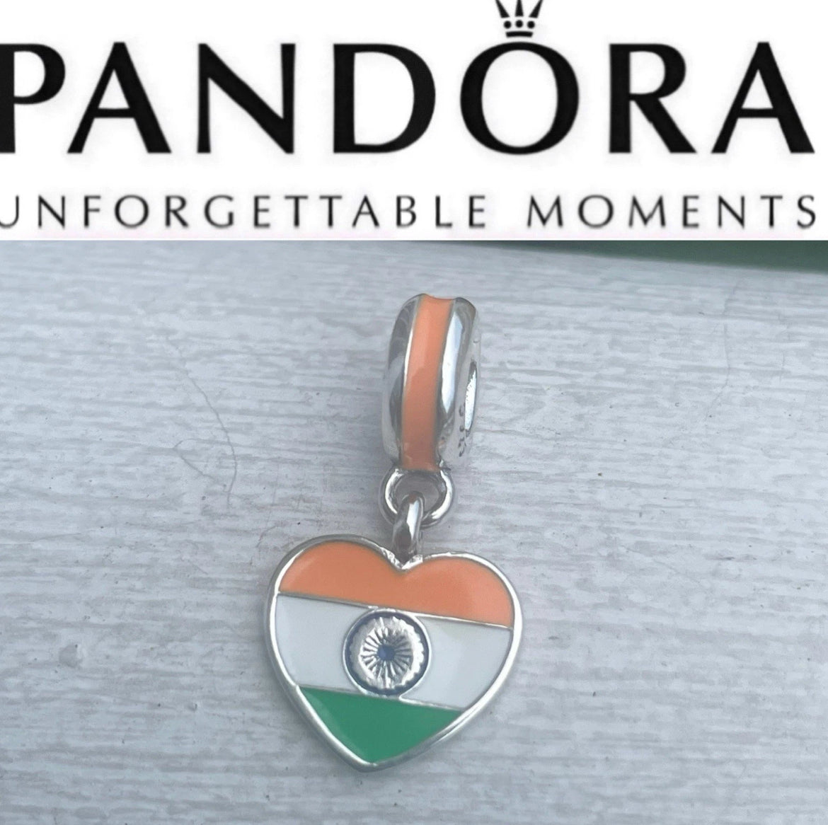 Pandora India Flag Country Exclusive Dangle Heart Charm