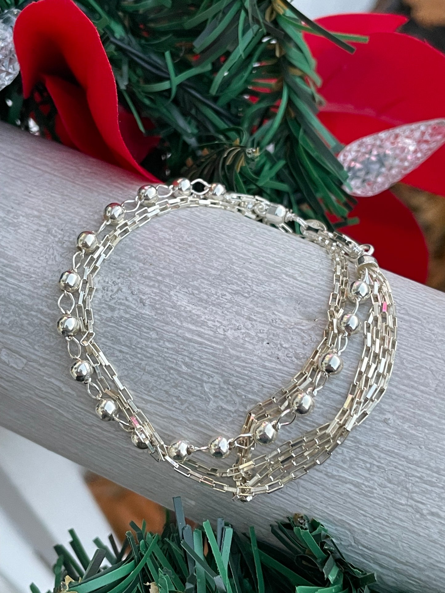 925 Sterling Silver 5-Strand Link Bracelet