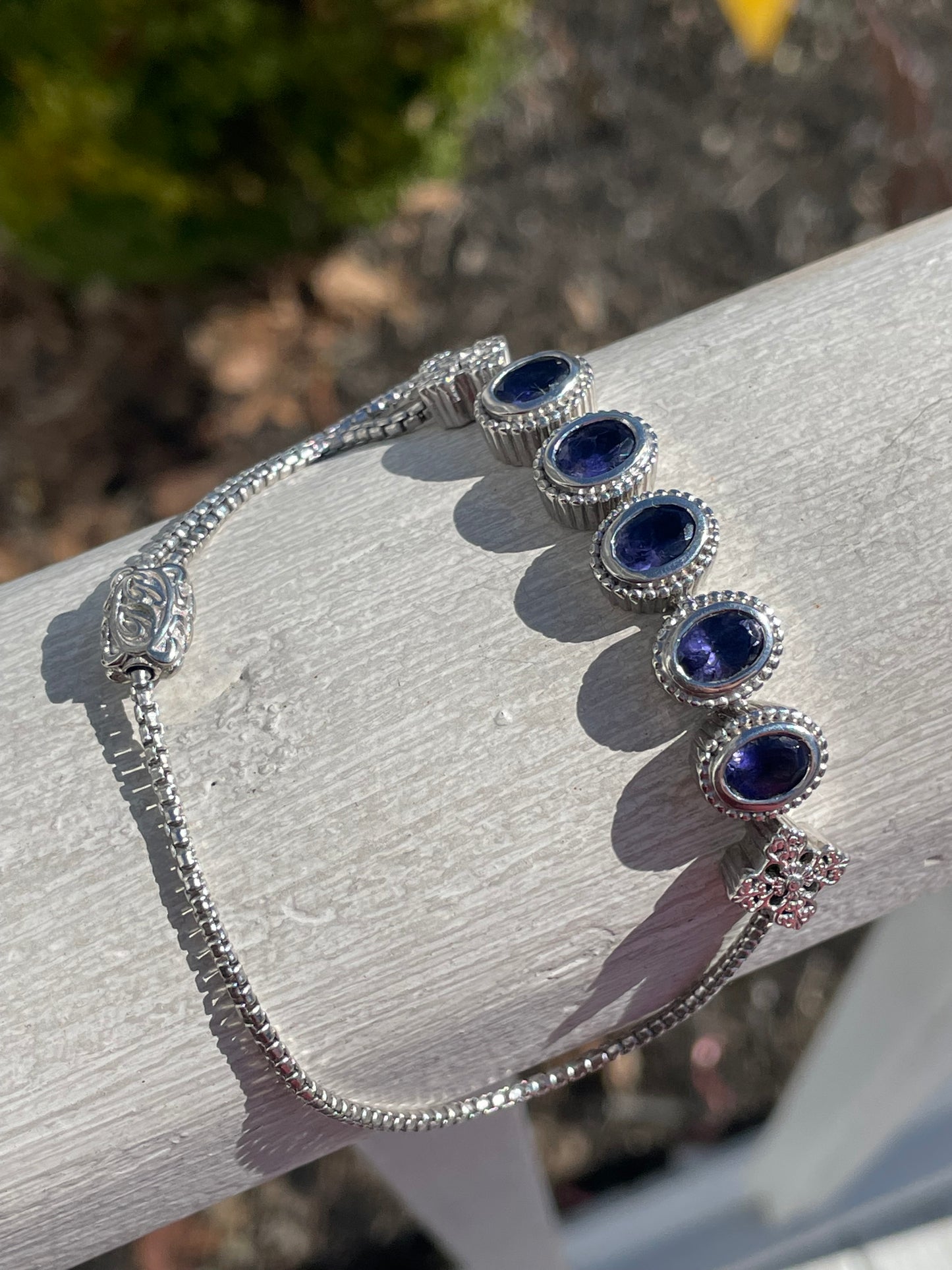 Designer Doug Paulson DP 925 Sterling Silver Iolite Cable Bracelet