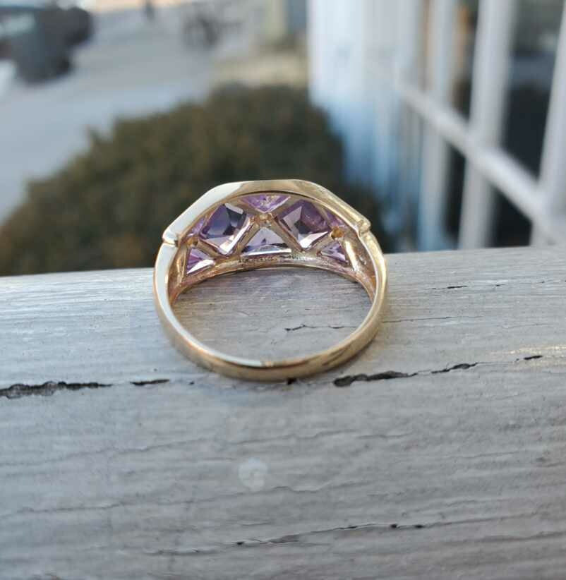14k Gold “Through the Looking Glass” Amethyst Cluster Band Ring