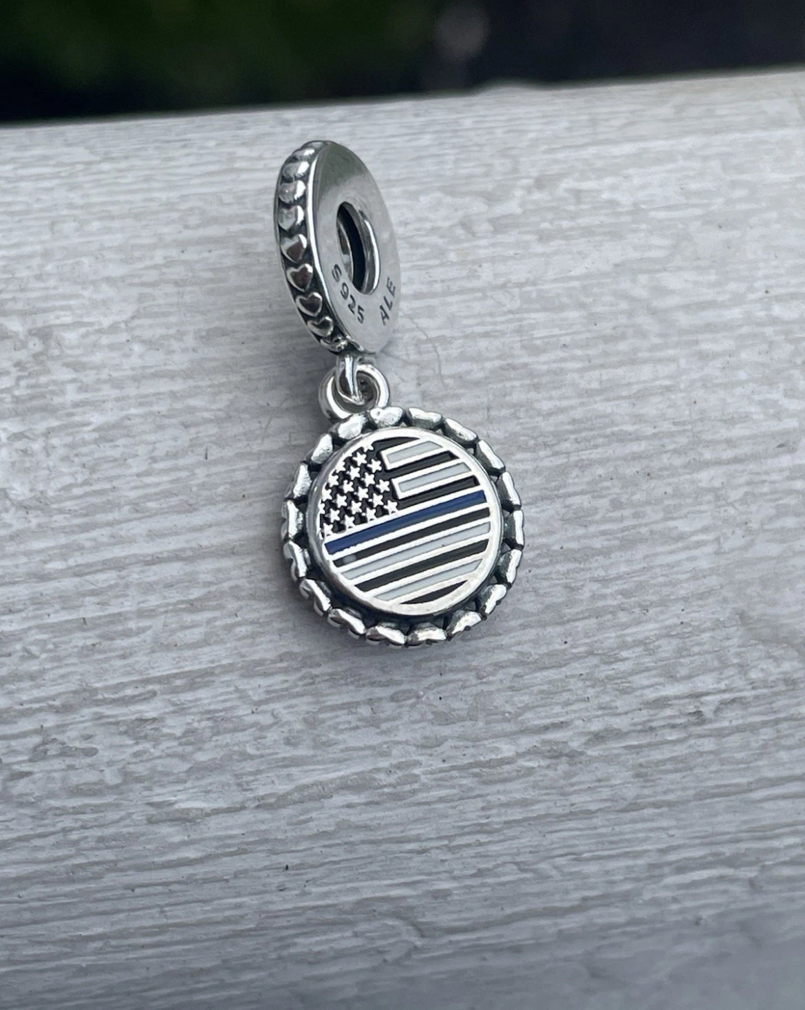 Pandora State of Georgia Exclusive Thin Blue Line Flag Law Enforcement Support Dangle Charm