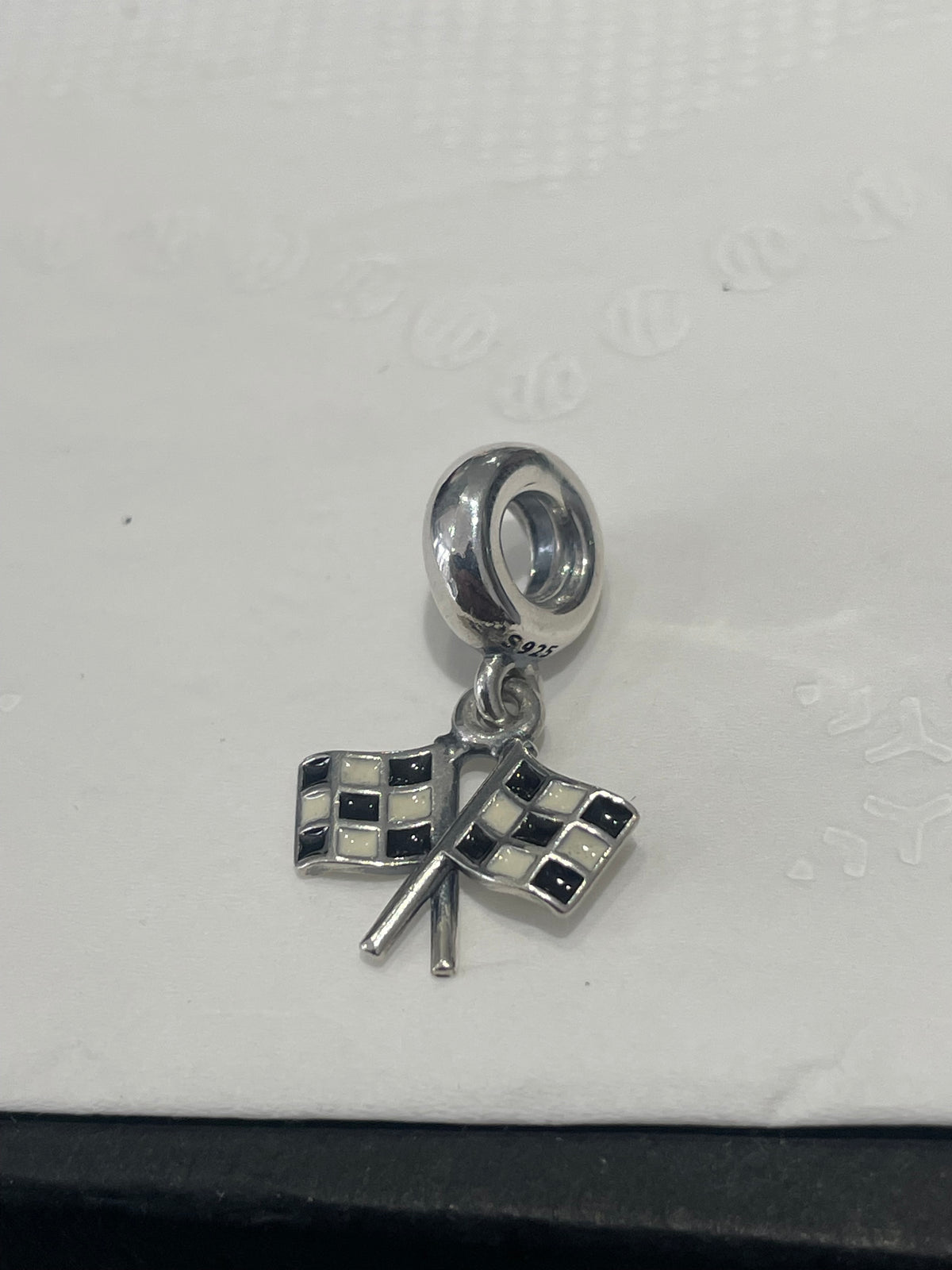 Retired Pandora the Finish Line Checkered Flag Dangle Charm 791508ENMX