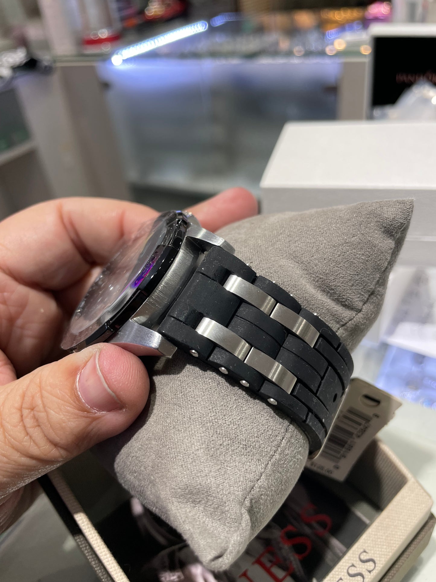 Men’s Black Rubber & Stainless Steel Guess Watch Model UO366G1