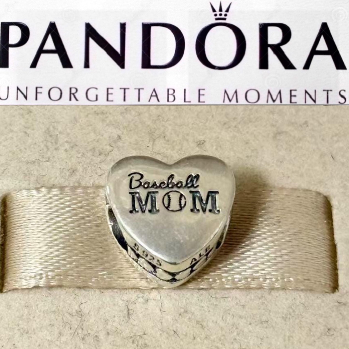 Pandora Baseball Mom Heart Charm