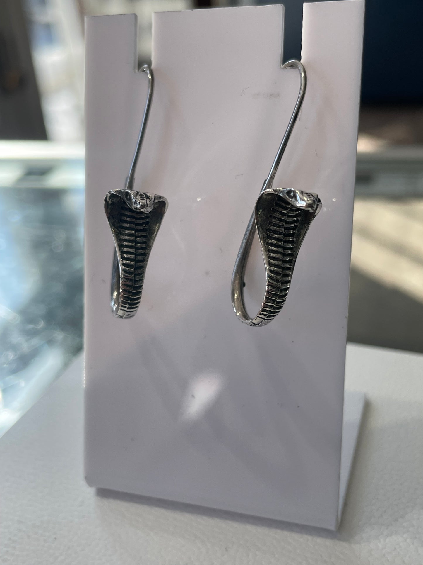 925 Sterling Silver Striking Cobra Earrings